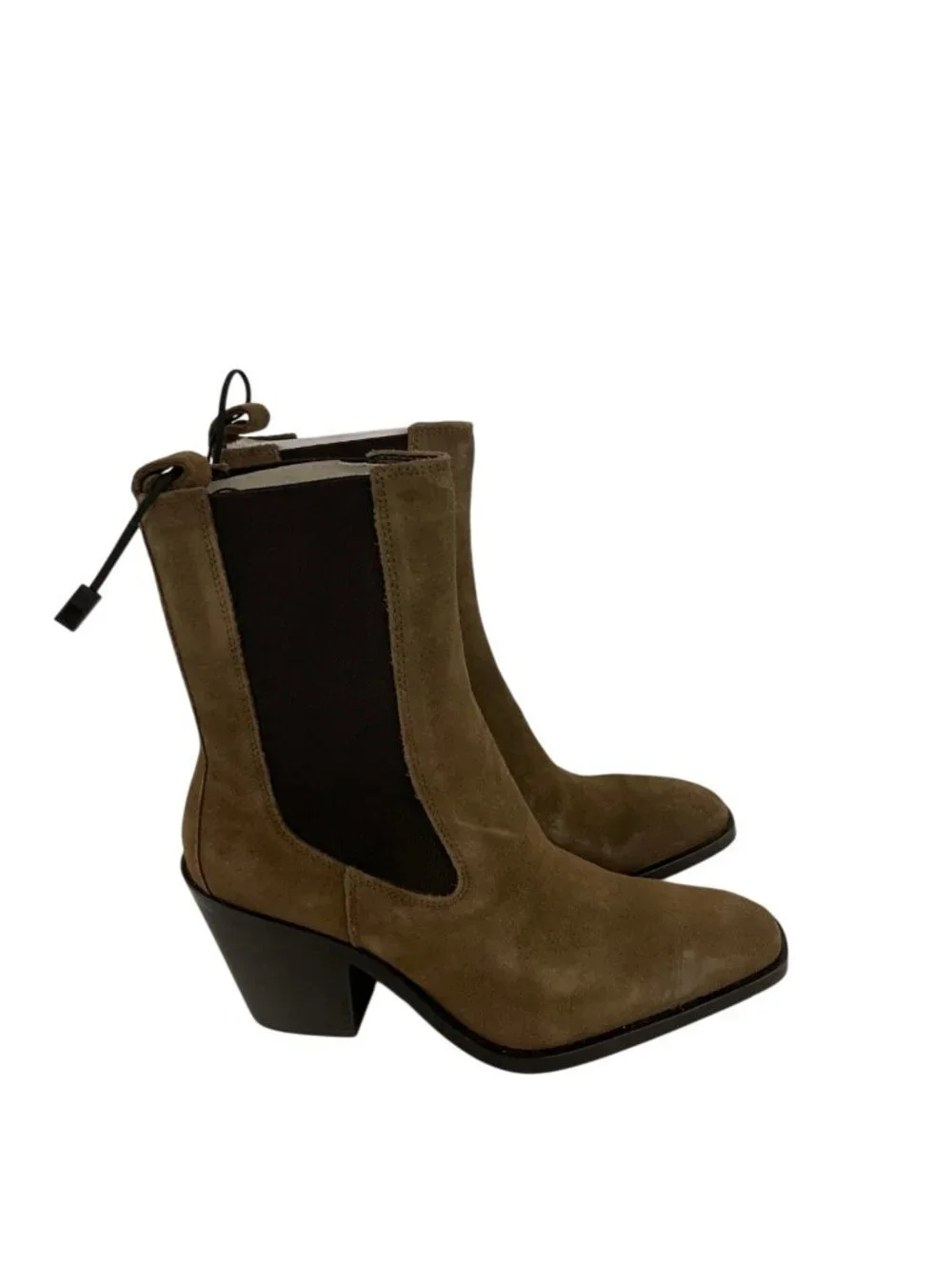 Zara Womens Suede Ankle Boots EU 36 US 6 Brown Block Heels Square Toe NWOB